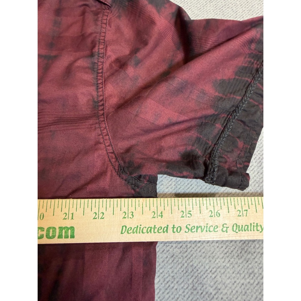 Affliction Mens 2XL Red Black Tie Dye Plaid Button Short Sleeve Shirt Alpha Co - Picture 6 of 7